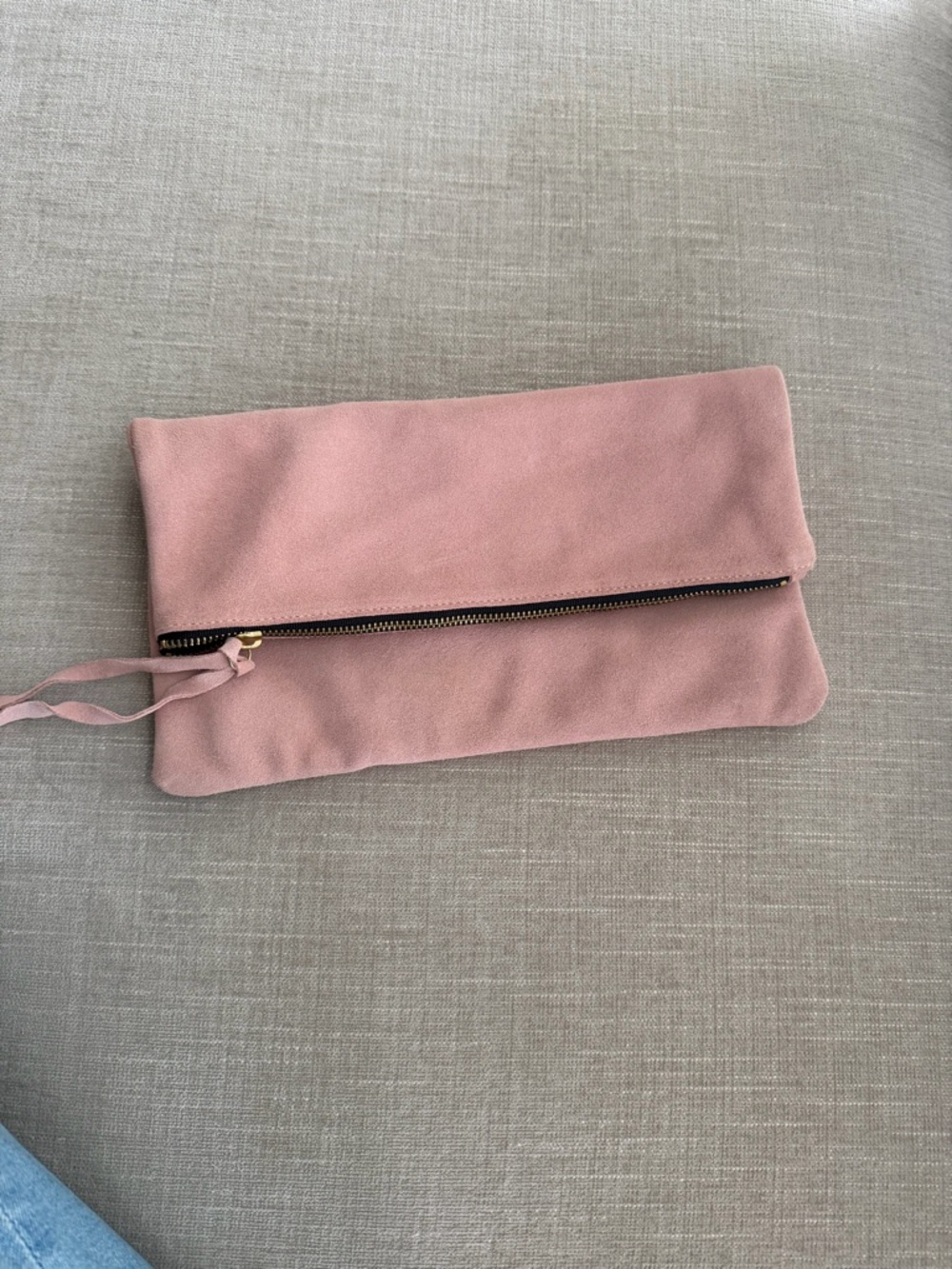 Soft Fold-Over Wristlet Clutch in Dusty Rose